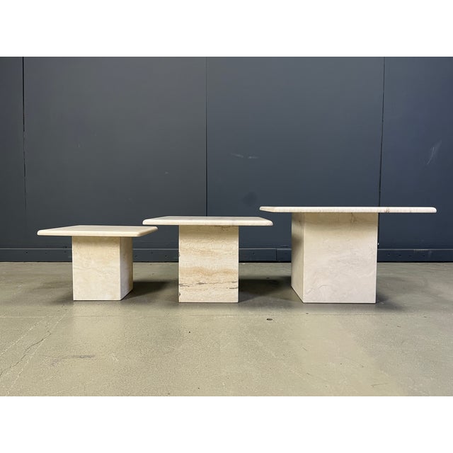 Vintage Travertine Nesting Tables, 1970s, Set of 3, in Very Good conditions. Designed 1970 to 1979