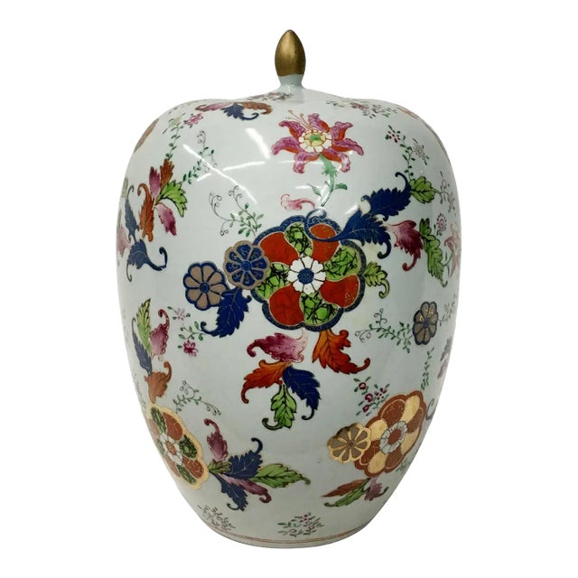 Vintage Export Tobacco Leaves Design Ginger Jar For Sale