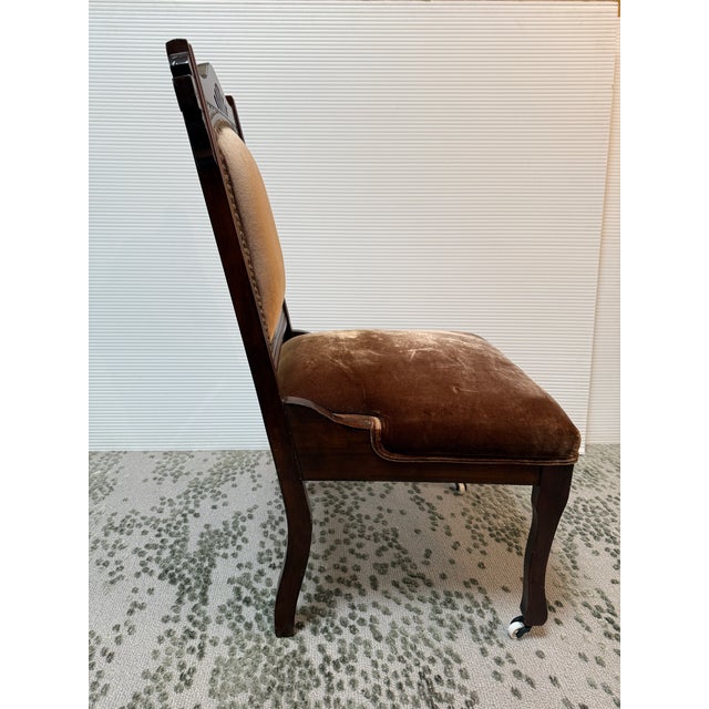 Victorian Victorian Eastlake Velvet Chair For Sale - Image 3 of 12