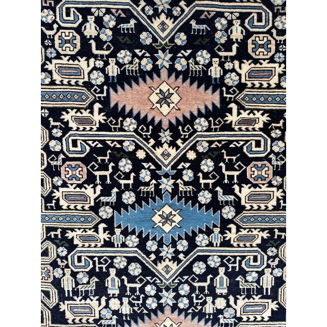 Textile Antique Shirvan Rug, Hand Knotted Wool Oriental Rug Navy Blue, Light Blue, Ivory For Sale - Image 7 of 17