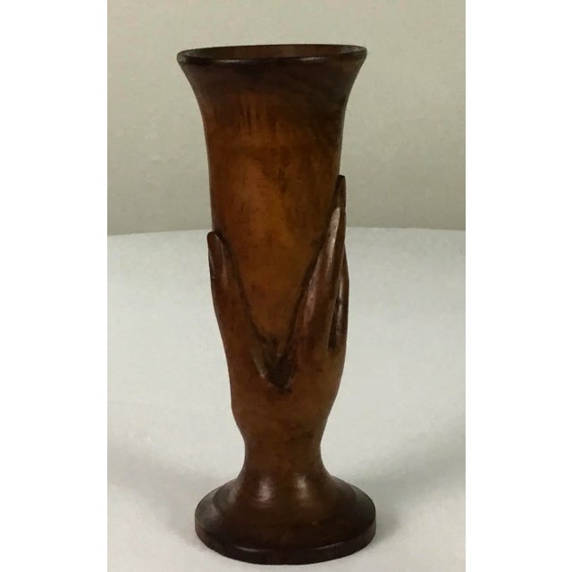 1930s Hand Carved Walnut Vase For Sale - Image 6 of 7