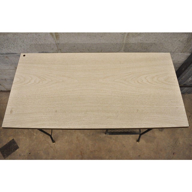 Vintage Mid-Century Modern Wrought Iron & Metal Mesh Small ...