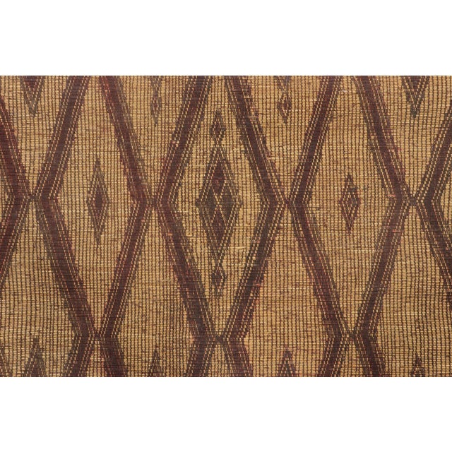 Rug & Kilim Vintage Tuareg Mat in Brown and Beige With Diamond Geometric Patterns For Sale - Image 4 of 7
