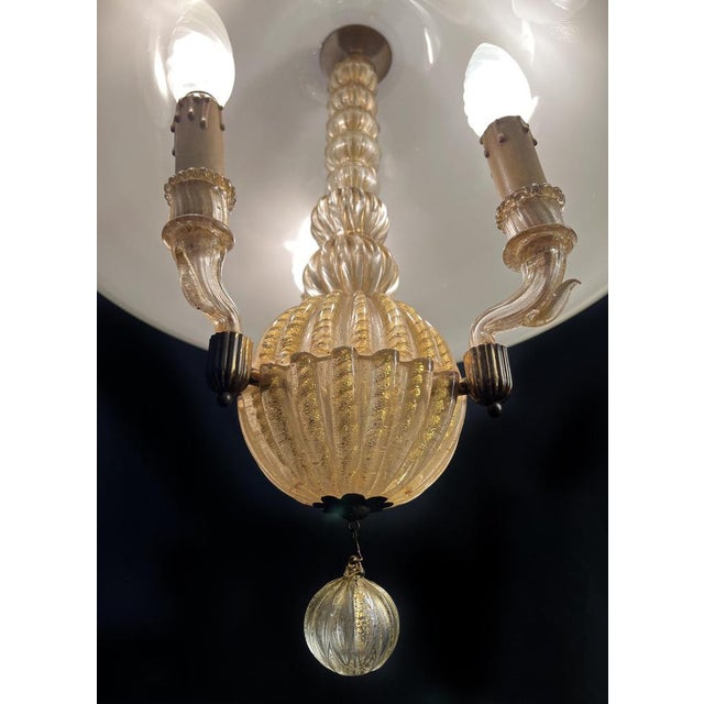 Italian Chandelier with Gold Inclusion by Barovier & Toso, 1940s For Sale - Image 4 of 16