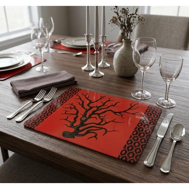 Vintage Florentine Red Coral Lacquered Cork Placemat – Handmade in Firenze, Italy For Sale - Image 9 of 10