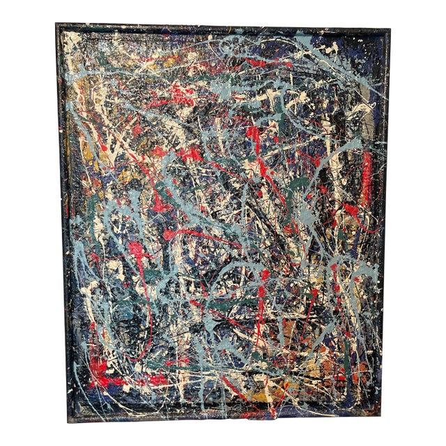 Titled "Jackson Pollock" Artwork by John Frates, After Jackson Pollock, Mid Century Modern, Drip and Pour, Abstract # 1714, Hang Multi-Directional For Sale