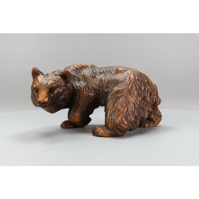 Hand Carved Bear Figure with Glass Eyes, Germany, 1930s For Sale - Image 15 of 18