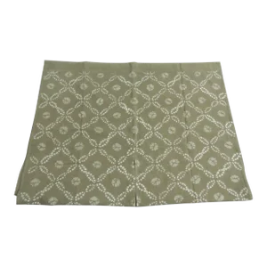 Olive Green and White Asian Batik Textile Panel
