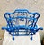 Vintage Mid Century Blue Enameled Scrolled Iron and Flowers Magazine Rack For Sale - Image 11 of 12