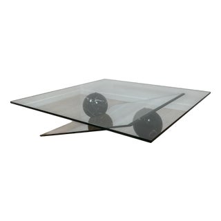 Asymmetrical Coffee Table in Glass and Marble from Roche Bobois, 1980s For Sale
