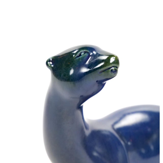 Hand Painted Porcelain / Cobalt Blue & Greenish Iridescent Decorative Sculpture For Sale In New York - Image 6 of 10