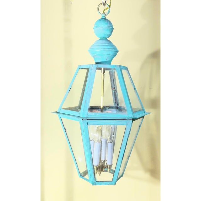 Large Single Solid Copper Hanging Lantern. 27” X 16” For Sale - Image 12 of 15