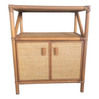 Rattan and Bamboo 2-Door Sideboard, 1970s For Sale