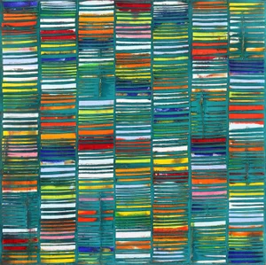 "Happy Turquoise 21-9" Contemporary Abstract Mixed-Media Painting by Petra Rös-Nickel