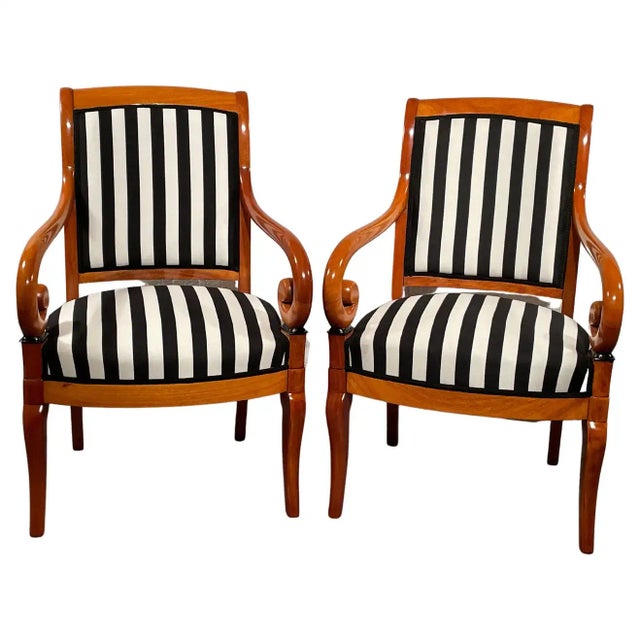 Pair of Biedermeier Armchairs, 1820, Cherry For Sale - Image 9 of 9