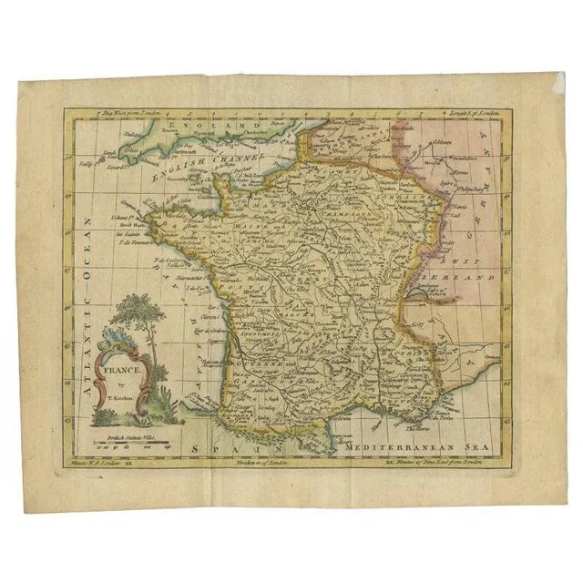 Antique map titled 'France'. Original antique map of France. Source unknown, to be determined. Artists and Engravers:...