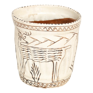 Primitive Hand Painted Terracotta Planter