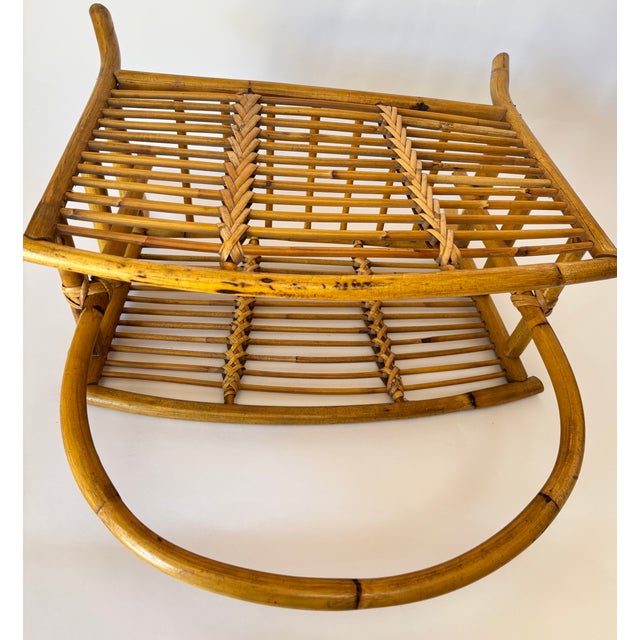 Vintage Bent Bamboo & Rattan Magazine Rack With Hand-Braided Wicker, Mid-Century For Sale - Image 9 of 13