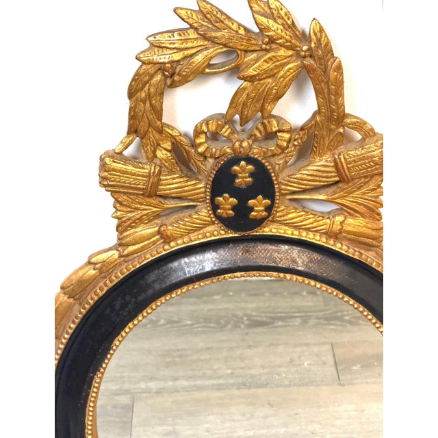 Carvers' Guild Louis XVI Style Giltwood & Ebonized Oval Wall Mirror, Circa 1965 For Sale - Image 4 of 10
