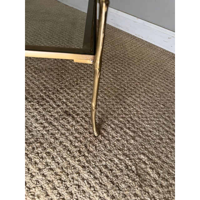 Faux Bamboo Brass & Glass table For Sale - Image 11 of 12