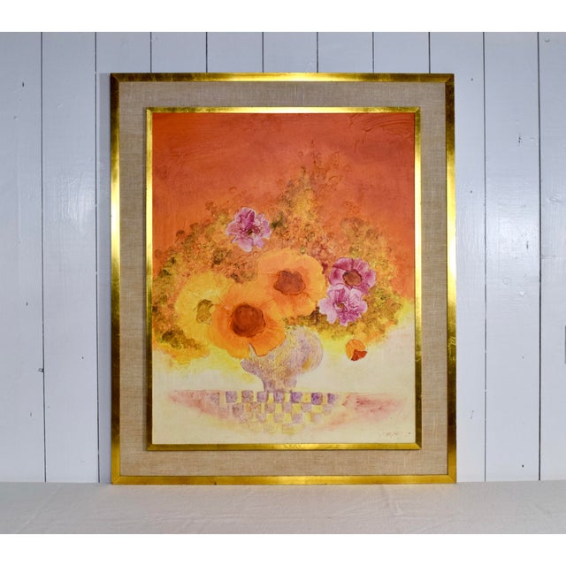 20th Century Modern Floral Oil Painting Gold Gilt Frame For Sale In Philadelphia - Image 6 of 6