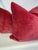 Custom pair of 22" pillows covered in a raspberry pink linen velvet. These pillows have tapered corners to prevent dog...