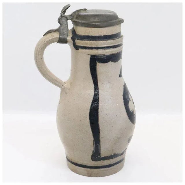 German Westwald Stoneware Pottery Pewter Mounted Ale Tankard For Sale In Denver - Image 6 of 10