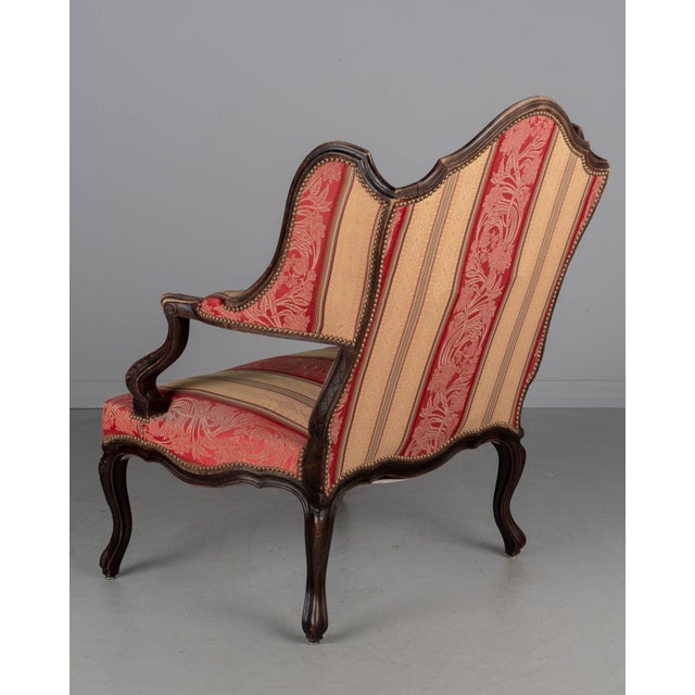 Red 19th Century Louis XV Style Wingback Fauteuil or Armchair For Sale - Image 8 of 13