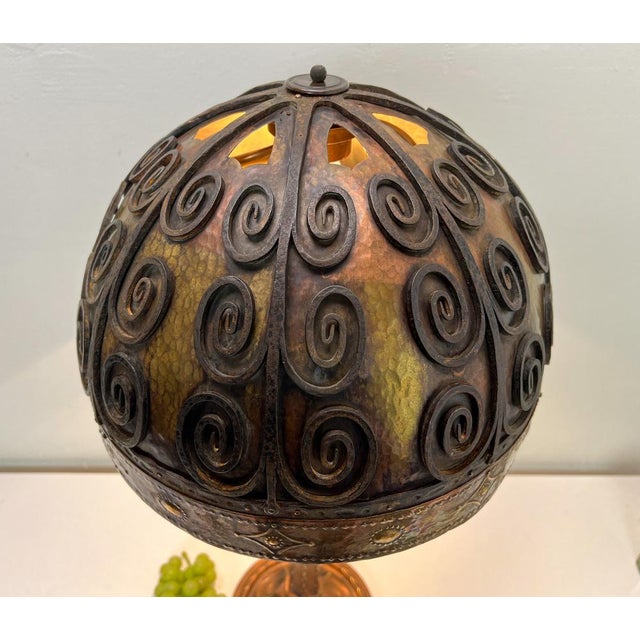 Arts and Craft Brass and Iron Table Lamp in the style of Oscar Bach, 1920s For Sale - Image 17 of 18