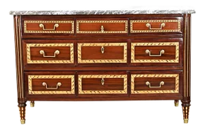 French 18th Century Louis XVI Style Inlay Mahogany Commode
