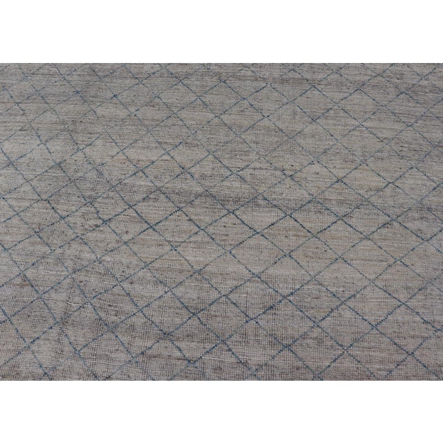 Blue Hand-Knotted Wool Rug by Keivan Woven Arts Diamond Design 10'2 X 13'6 For Sale - Image 8 of 11