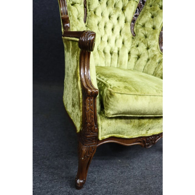 Textile French Crushed Velvet Wingback Chair For Sale - Image 7 of 10