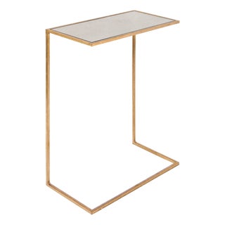 Matthew Izzo Home Rico Gold Leaf Drinks Table With Antique Mirror Top For Sale