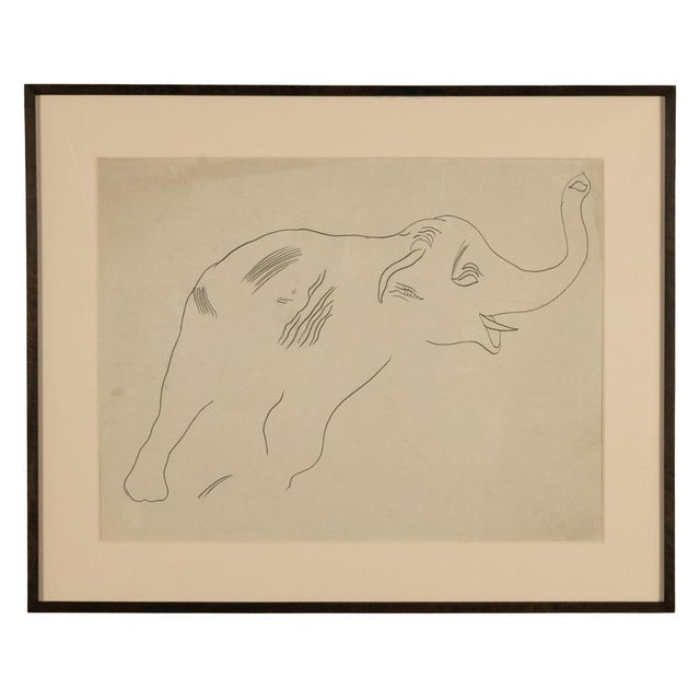 Abstract Rare Original Abstract Elephant Graphite Drawing Catalogue Raisonné Ex-Christies by Andy Warhol, 1955 For Sale - Image 3 of 8