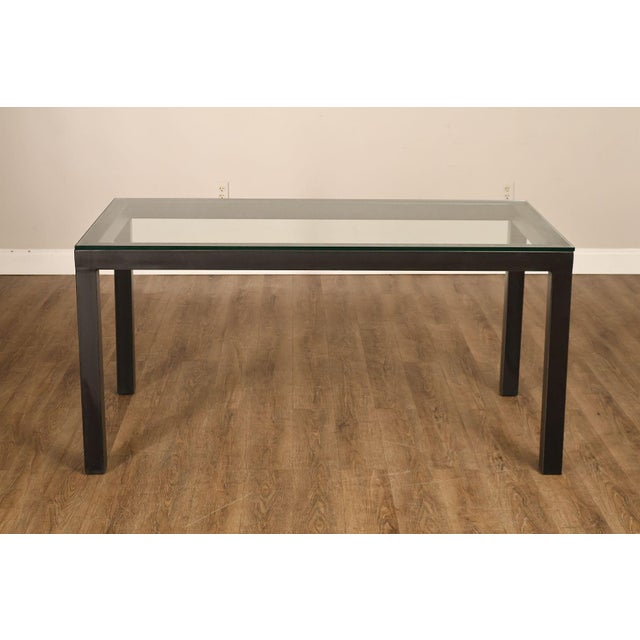 Mitchell Gold + Bob Williams Modern Parsons Style Glass Top Dining Table For Sale - Image 13 of 18