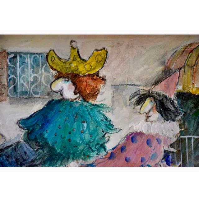 Michel Boulet, Charming French Naive Art, Clowns on Bicycle Michel Boulet Folk Art Oil Painting For Sale In Miami - Image 6 of 11