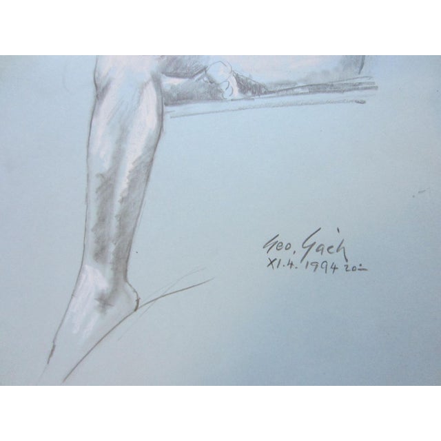 1950s George Gach Impressionist Signed Drawing Portrait on Paper Gouache For Sale - Image 9 of 10