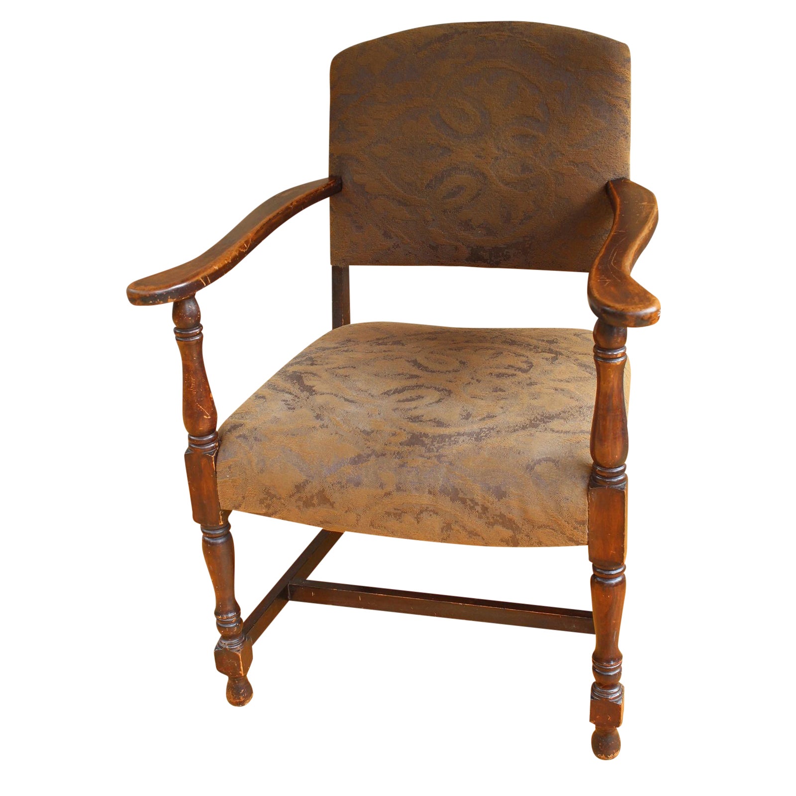 Early American Cottage Style Upholstered Armchair | Chairish