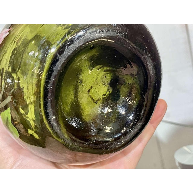 Painted Blown Glass Lamp with Floral Decoration For Sale - Image 13 of 14