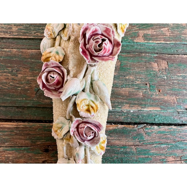 Flower and Bird Slip Wall Vase, 1890s For Sale - Image 5 of 12