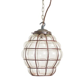 Vintage Murano Style Cage Glass Pendant Light, 1930s For Sale