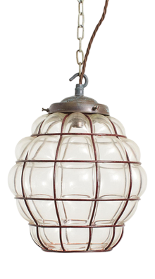 Vintage Murano Style Cage Glass Pendant Light, 1930s