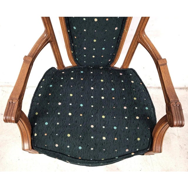 Vintage Italian Renaissance Directoire Hunter Green Desk Dining Accent Armchair For Sale In Miami - Image 6 of 13