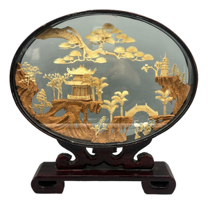 Asian Diorama Cork Behind Glass, 1890s