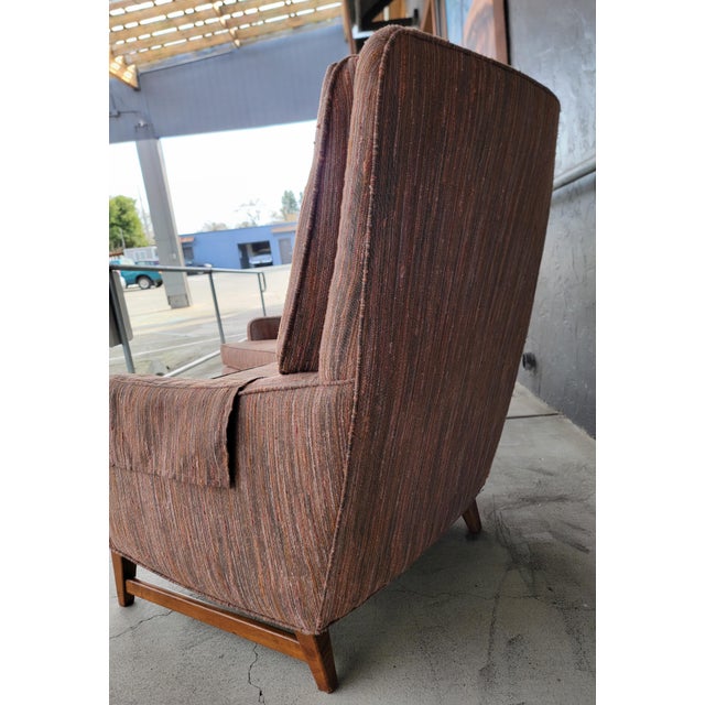 Pair High-Back Mid-Century Modern Lounge Chairs Manner of Edward Wormley For Sale - Image 9 of 17
