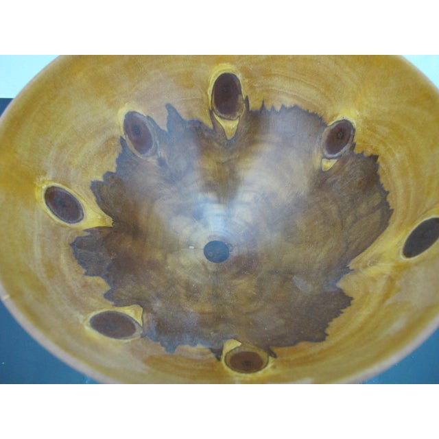 Jess Craig Turned Norfolk Island Pine Wood Studio Hawaii Art Footed Bowl For Sale - Image 9 of 11