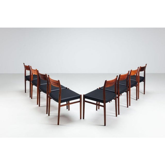 Black Model 418 Dining Chairs in Rosewood by Arne Vodder for Sibast Mobler, Denmark, 1960, Set of 8 For Sale - Image 8 of 17