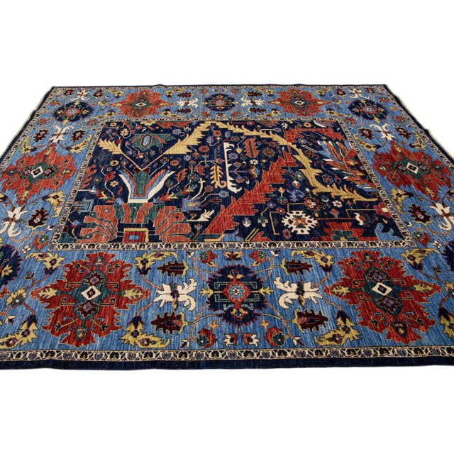 2020s Multicolor Modern Serapi Style Handmade Allover Designed Wool Rug For Sale - Image 5 of 8