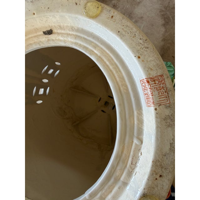 Late 20th Century Chinoiserie Chinese Export Ivory Ground Famille Rose Porcelain Garden Stools-Pair For Sale - Image 10 of 12