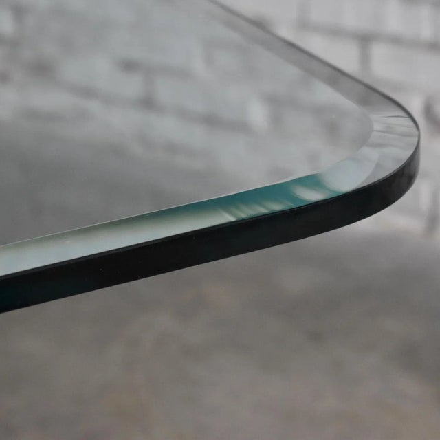 All Glass Dining Table With Brass Plated Connector Attributed to the Pace Collection For Sale - Image 11 of 13